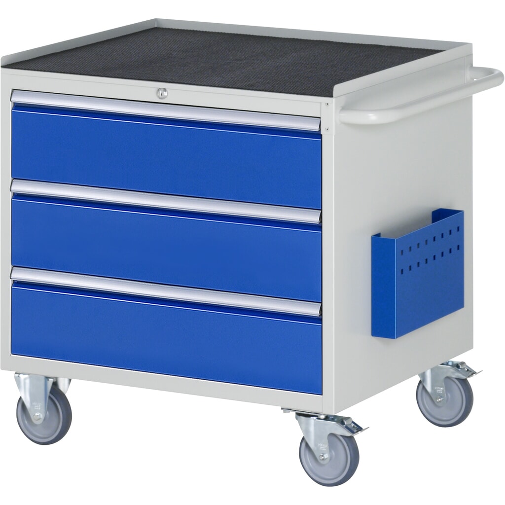 RAU Werkstattwagen Serie 7000, HxBxT 795 x 770 x 650 mm, 3 x 90%-Auszug-Schubladen 3 x 180 mm, Arbeitsplatte Metall Produktabbildung: RAU Werkstattwagen Serie 7000, HxBxT 795 x 770 x 650 mm, 3 x 90%-Auszug-Schubladen 3 x 180 mm, Arbeitsplatte Metall