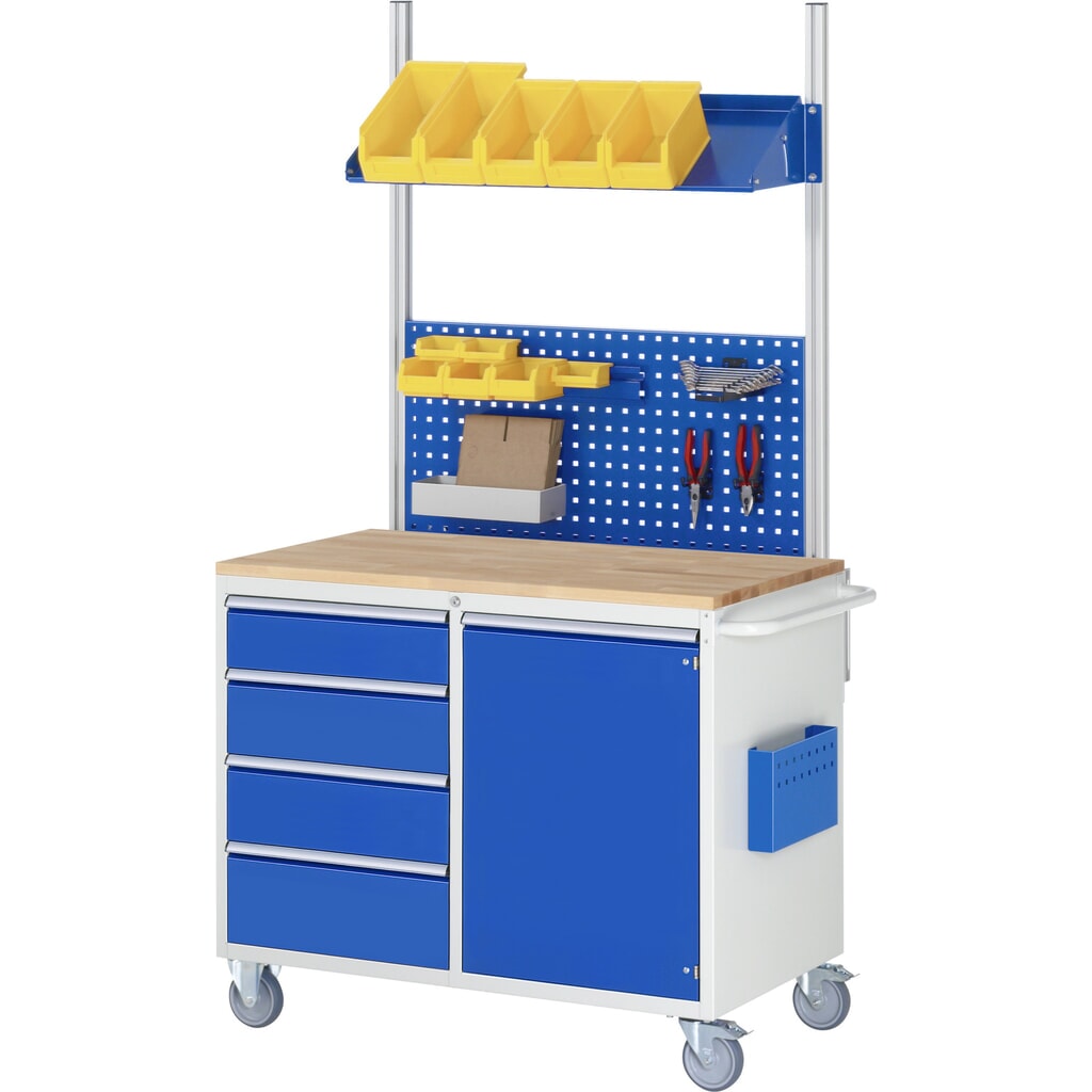 Produktabbildung Nr. 5: RAU Werkstattwagen Serie 7000, HxBxT 795 x 770 x 650 mm, 3 x 100%-Auszug-Schubladen 3 x 180 mm, Arbeitsplatte Metall
