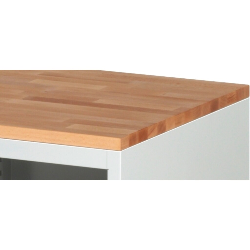 RAU Werkstattwagen Serie 7000, HxBxT 975 x 1.145 x 650 mm, 2 Flügeltüren, 2 x 90%-Auszug-Schubladen 2 x 180 mm, Arbeitsplatte Buche, Griffleiste Produktabbildung Nr. 4: RAU Werkstattwagen Serie 7000, HxBxT 975 x 1.145 x 650 mm, 2 Flügeltüren, 2 x 90%-Auszug-Schubladen 2 x 180 mm, Arbeitsplatte Buche, Griffleiste