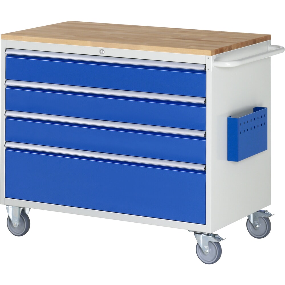 Produktabbildung Nr. 1: RAU Werkstattwagen Serie 7000, HxBxT 975 x 1.145 x 650 mm, 4 x 90%-Auszug-Schubladen 3 x 150, 1 x 270 mm, Arbeitsplatte Buche