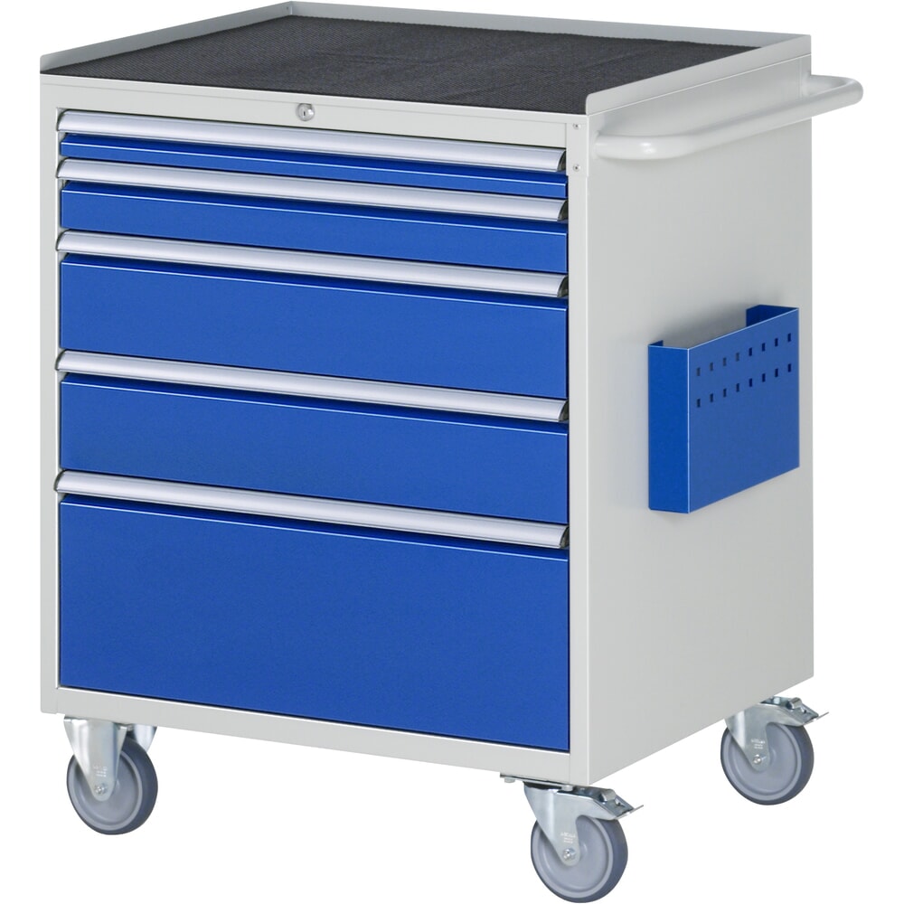 Produktabbildung: RAU Werkstattwagen Serie 7000, HxBxT 975 x 770 x 650 mm, 5 x 100%-Auszug-Schubladen 1 x 60, 1 x 90, 2 x 150, 1 x 270 mm, Arbeitsplatte Metall
