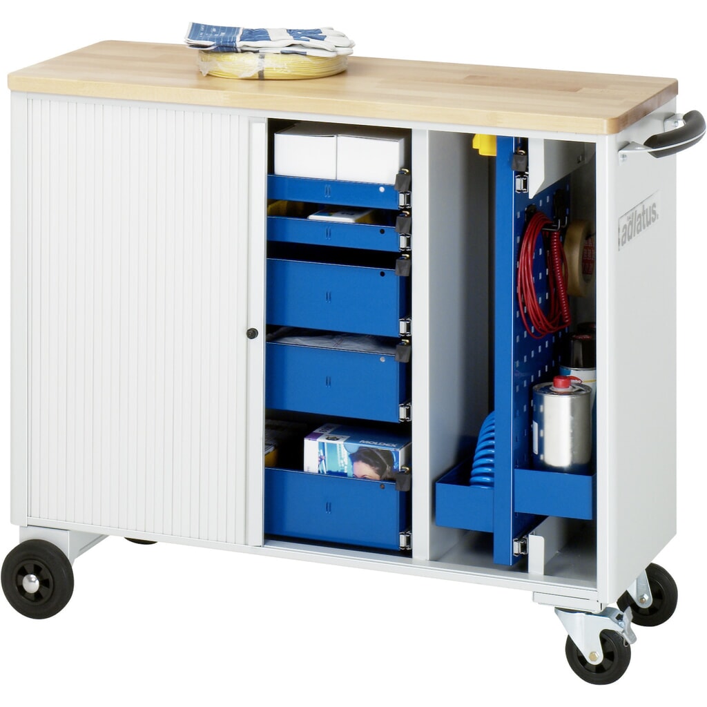 Produktabbildung Nr. 5: RAU Werkzeugwagen Serie adlatus, HxBxT 860 x 1.025 x 400 mm, 5 Schubladen 2 x 40, 3 x 105 mm, Arbeitsplatte Buche