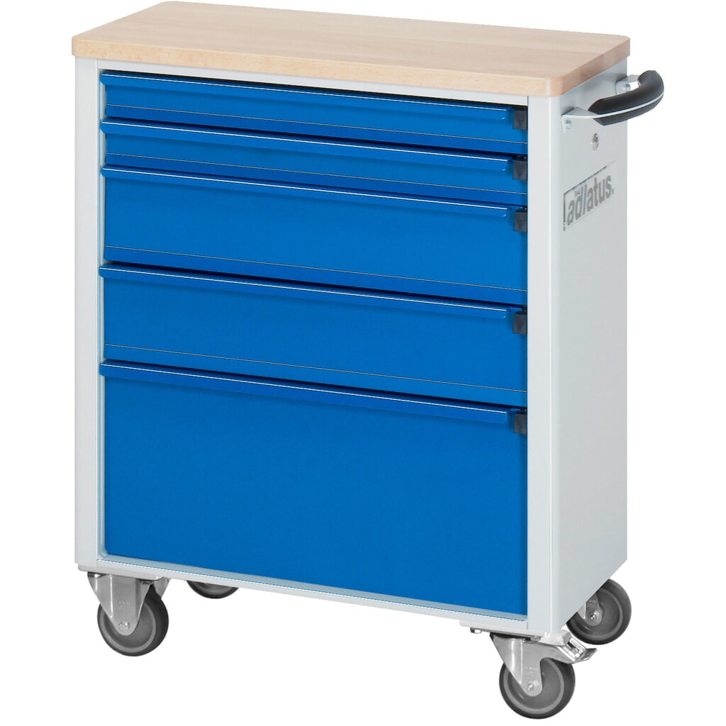 RAU Werkzeugwagen Serie adlatus 700, HxBxT 860 x 700 x 350 mm, 5 Schubladen 2 x 65, 2 x 130, 1 x 260 mm, Arbeitsplatte Buche Produktabbildung Nr. 4: RAU Werkzeugwagen Serie adlatus 700, HxBxT 860 x 700 x 350 mm, 5 Schubladen 2 x 65, 2 x 130, 1 x 260 mm, Arbeitsplatte Buche