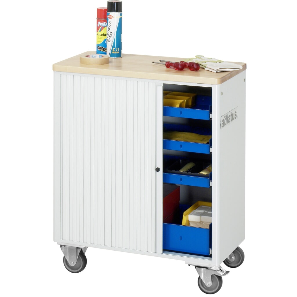 RAU Werkzeugwagen Serie adlatus 700, HxBxT 860 x 725 x 400 mm, 4 Schubladen ohne Einzelsicherung, 3 x 40, 1 x 105 mm, Arbeitsplatte Buche Produktabbildung Nr. 4: RAU Werkzeugwagen Serie adlatus 700, HxBxT 860 x 725 x 400 mm, 4 Schubladen ohne Einzelsicherung, 3 x 40, 1 x 105 mm, Arbeitsplatte Buche