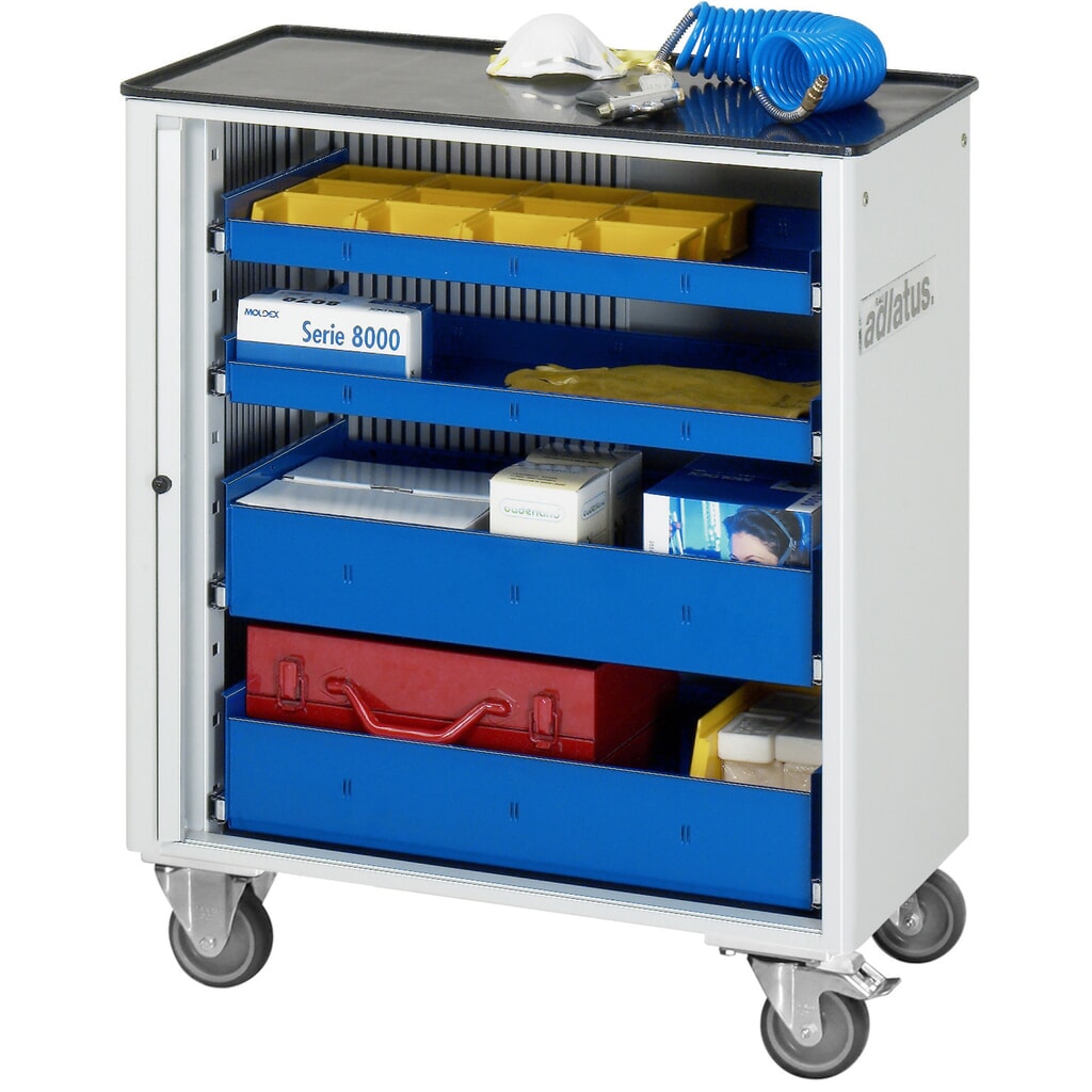 Produktabbildung: RAU Werkzeugwagen Serie adlatus 700, HxBxT 860 x 725 x 400 mm, 4 Schubladen ohne Einzelsicherung, 2 x 40, 2 x 105 mm, Arbeitsplatte Metall