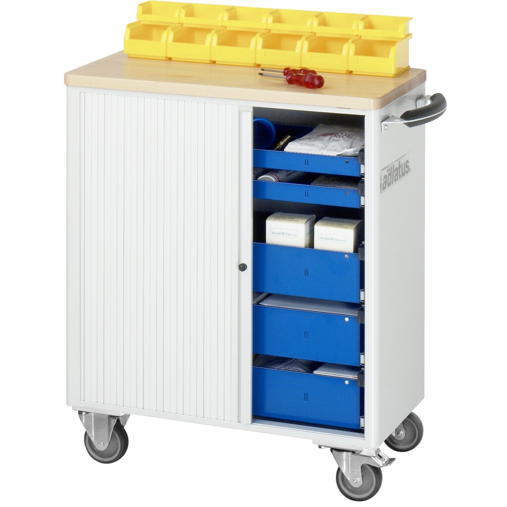 RAU Werkzeugwagen Serie adlatus 700, HxBxT 860 x 725 x 400 mm, 5 Schubladen mit Einzelsicherung, 2 x 40, 3 x 105 mm, Arbeitsplatte Buche Produktabbildung Nr. 5: RAU Werkzeugwagen Serie adlatus 700, HxBxT 860 x 725 x 400 mm, 5 Schubladen mit Einzelsicherung, 2 x 40, 3 x 105 mm, Arbeitsplatte Buche