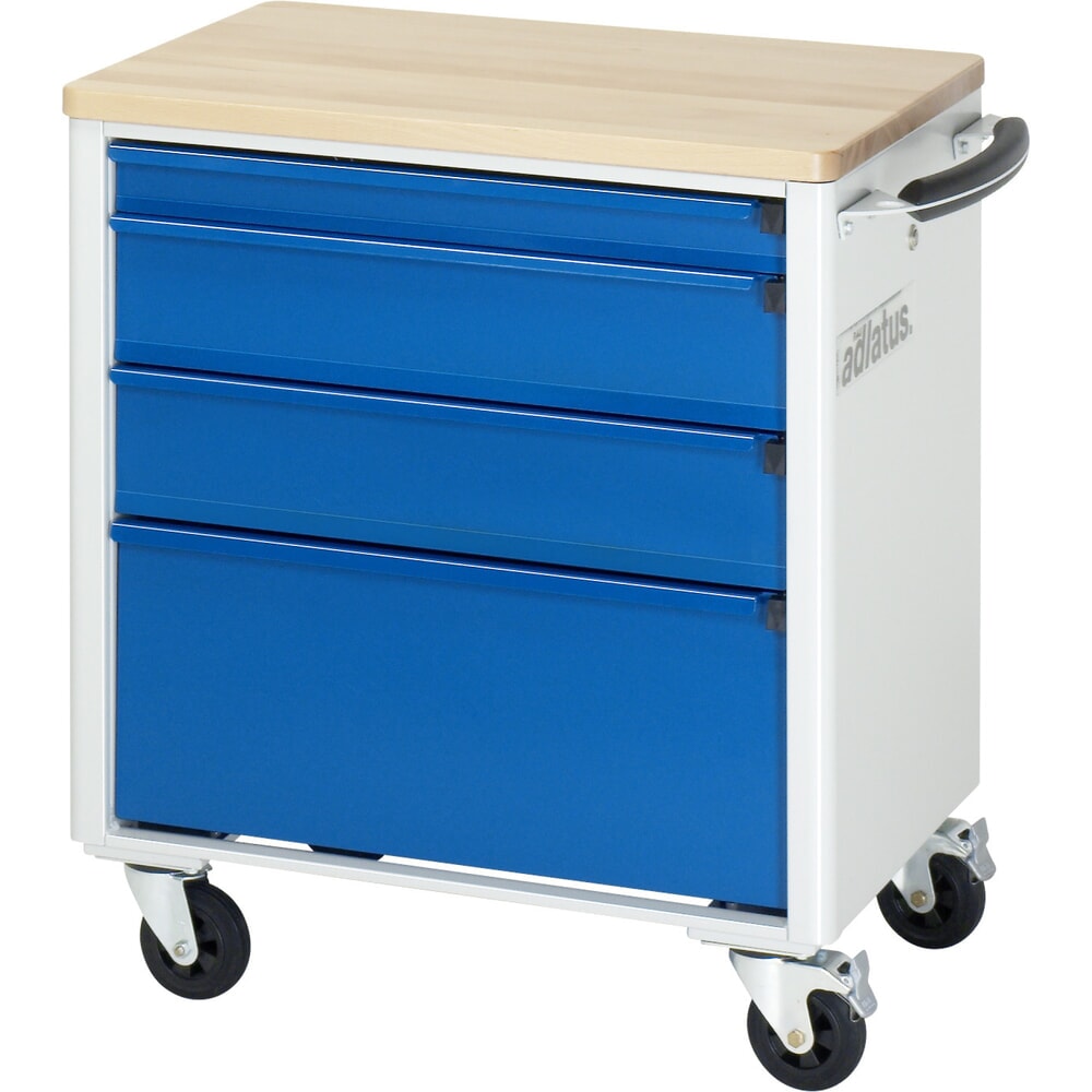 Produktabbildung Nr. 4: RAU Werkzeugwagen Serie adlatus 700, HxBxT 790 x 700 x 510 mm, 4 Schubladen 1 x 65, 2 x 130, 1 x 260 mm, Arbeitsplatte Buche
