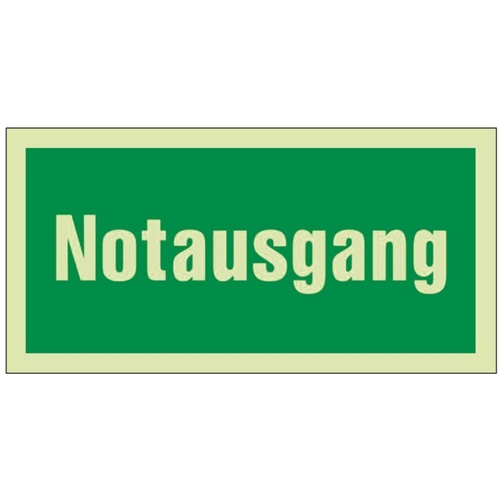 Produktabbildung: Rettungszeichen BGV A8, Notausgang grün/weiss, L297xB148 mm, Folie