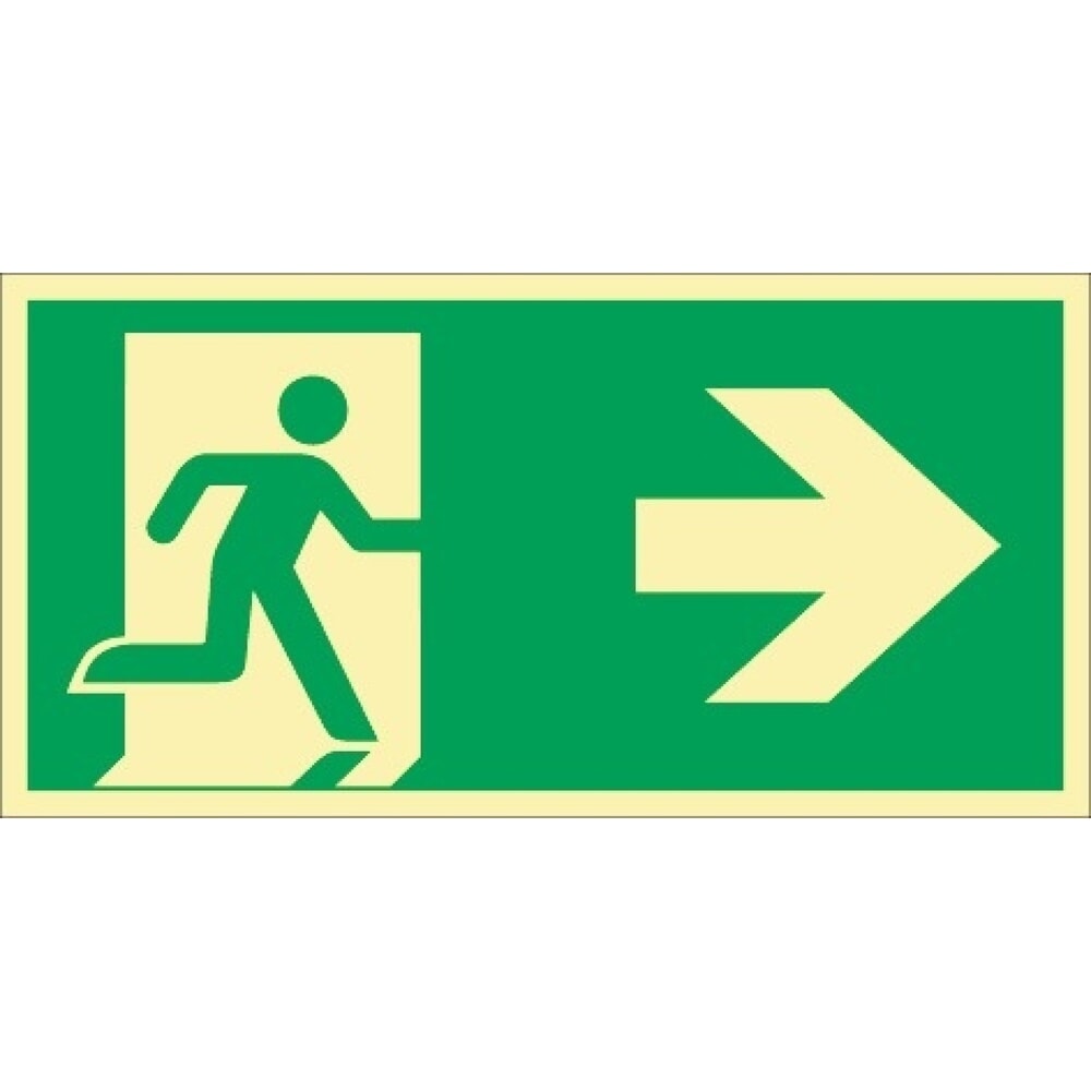 Produktabbildung: Rettungszeichen DIN EN ISO 7010, Rettungsweg rechts, L297xB148 mm, Folie