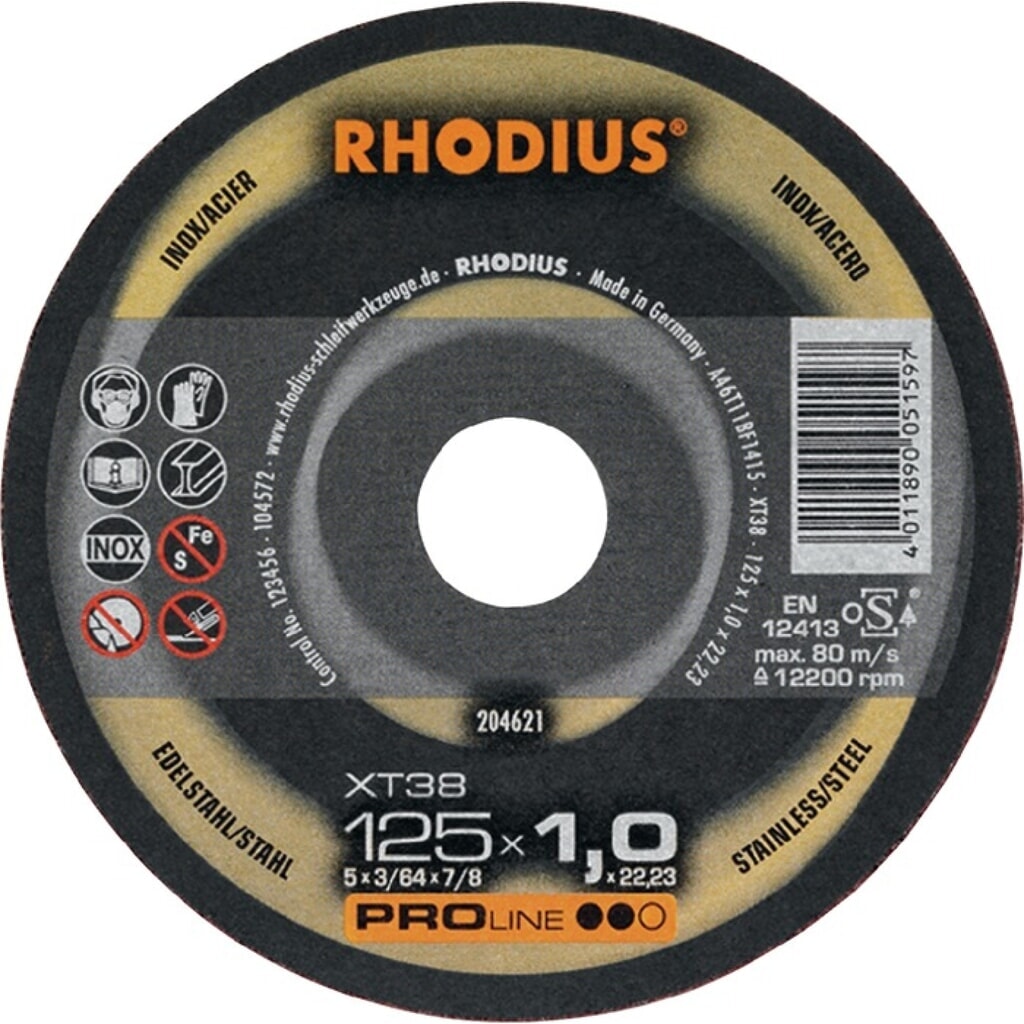RHODIUS Trennscheibe XT38 D115x1mm ger.INOX Bohr.22,23mm Produktabbildung: RHODIUS Trennscheibe XT38 D115x1mm ger.INOX Bohr.22,23mm