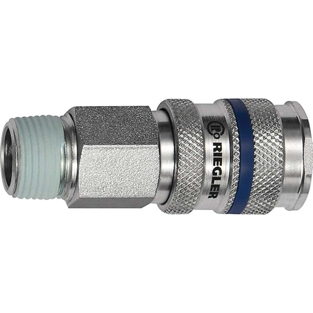 RIEGLER Schnellverschlusskupplung, Gewinde R 1/4 ″ 13,16 mm, DN 7,8 Aussengewinde Stahl Produktabbildung: RIEGLER Schnellverschlusskupplung, Gewinde R 1/4 ″ 13,16 mm, DN 7,8 Aussengewinde Stahl