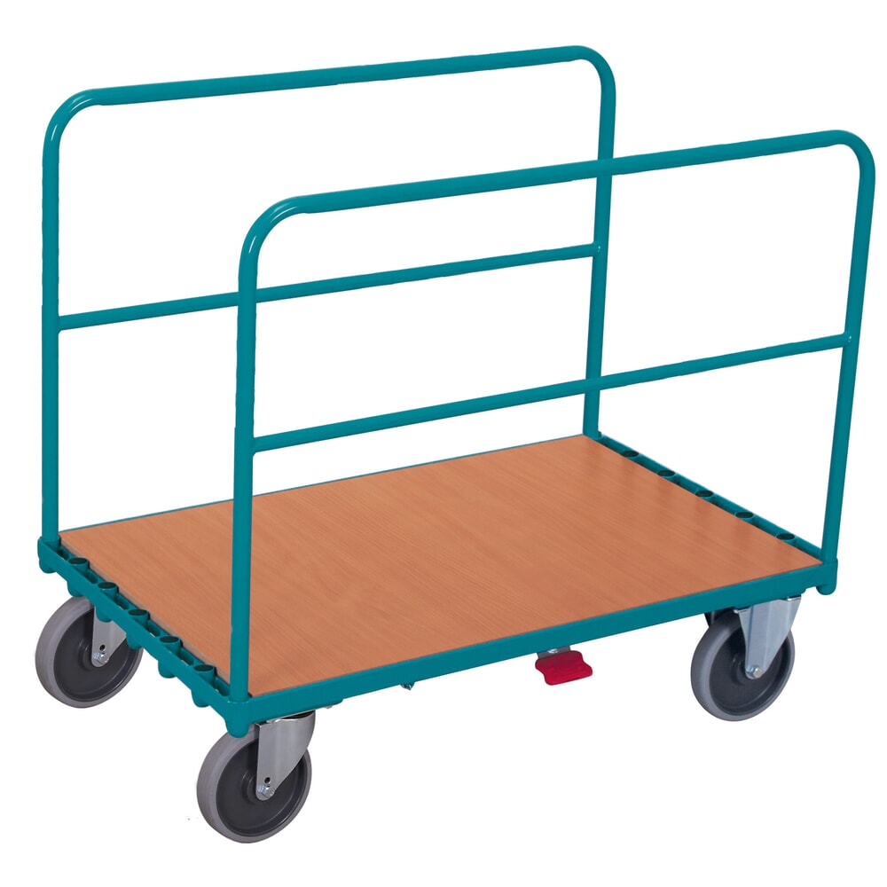 Produktabbildung: Rohrbügelwagen Ameise®, mit 2 Bügeln, Tragkraft 500 kg, Ladefläche BxT 1.273 x 740 mm, mit Zentralbremse