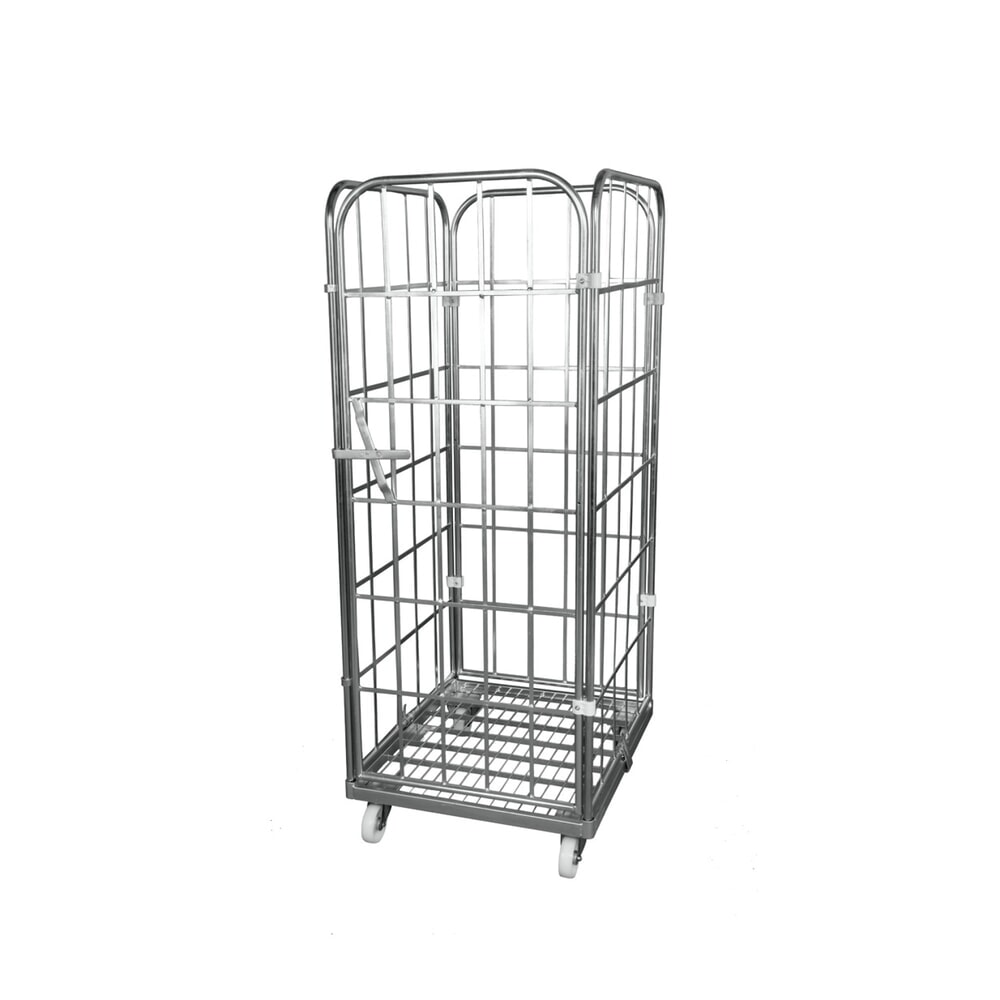 Produktabbildung: Rollbehälter, 4-seitig, einteilige Vorderwand, Stahl-Rollplatte, HxBxT 1.650 x 710 x 800 mm
