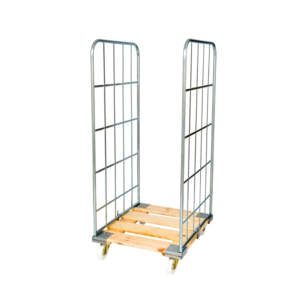 Rollbehälter Classic, 2-seitig, galvanisch verzinkt, Holz-Rollplatte, HxBxT 1.640 x 720 x 812 mm Produktabbildung: Rollbehälter Classic, 2-seitig, galvanisch verzinkt, Holz-Rollplatte, HxBxT 1.640 x 720 x 812 mm
