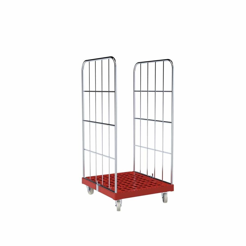Produktabbildung Nr. 1: Rollbehälter Classic, 2-seitig, grobmaschig, blau verzinkt Kunststoff-Rollplatte, HxBxT 1.550 x 724 x 815 mm, feuerrot