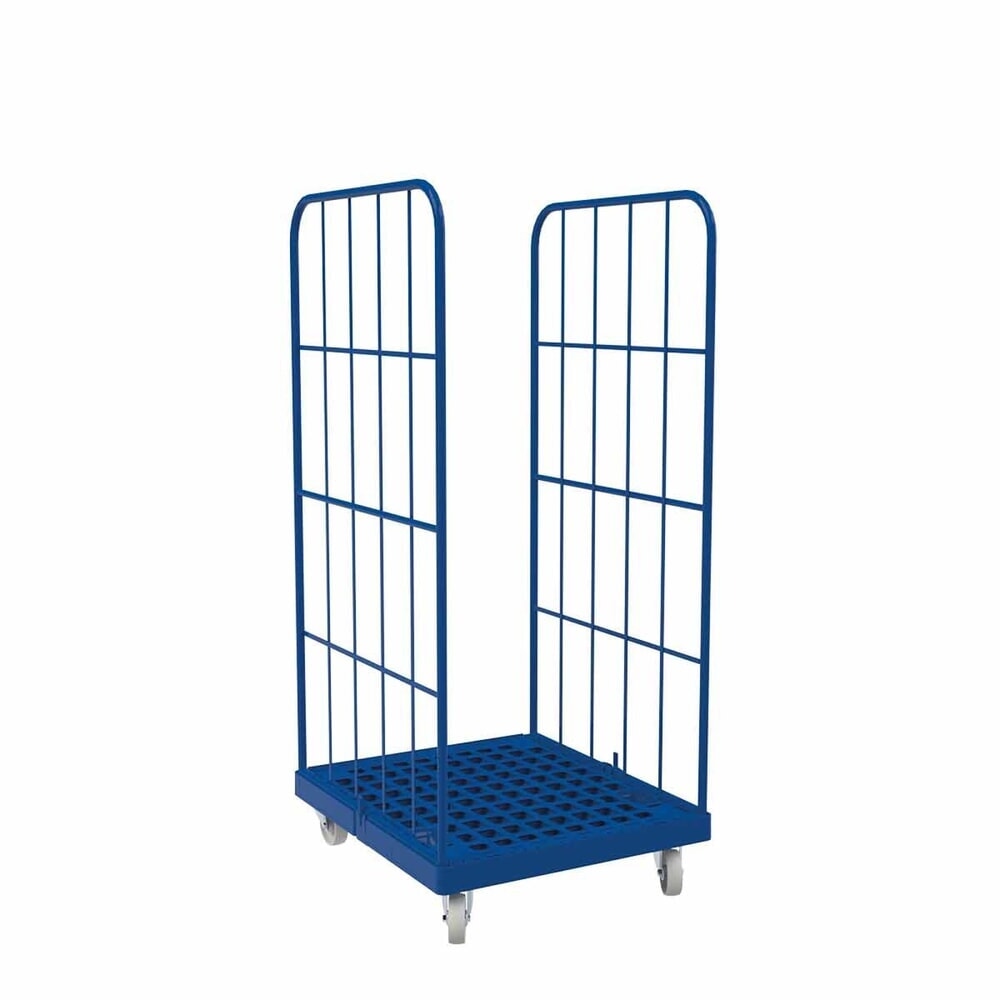 Produktabbildung: Rollbehälter Classic, 2-seitig, pulverbeschichtet, Kunststoff-Rollplatte, HxBxT 1.650 x 724 x 815 mm, enzianblau