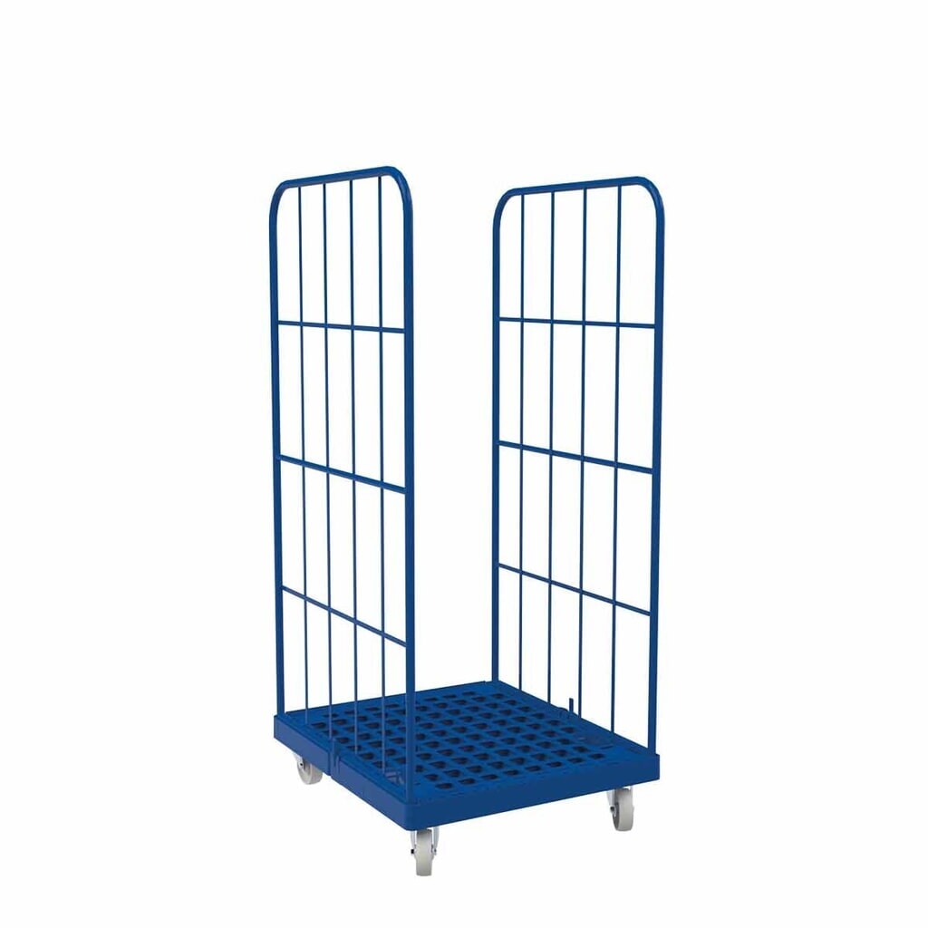 Produktabbildung: Rollbehälter Classic, 2-seitig, pulverbeschichtet, Kunststoff-Rollplatte, HxBxT 1.650 x 724 x 815 mm, enzianblau