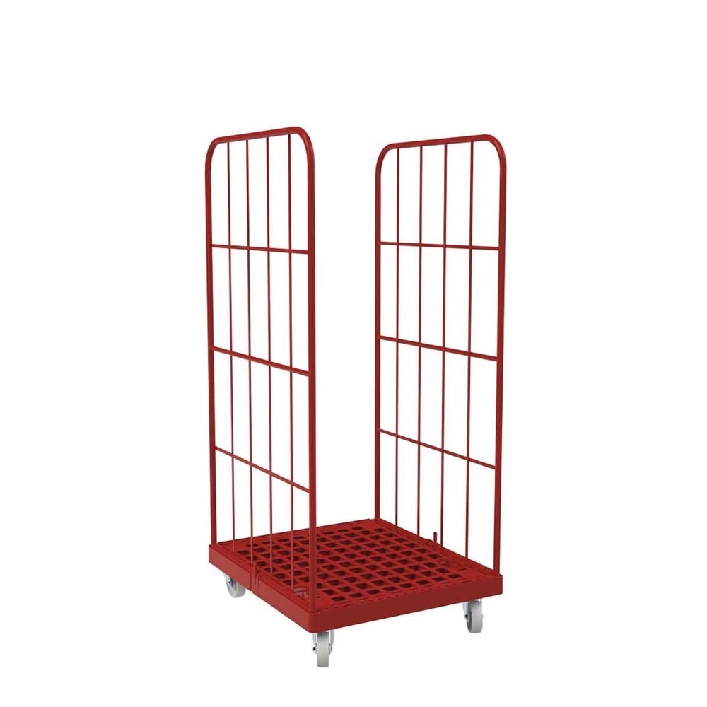 Produktabbildung Nr. 1: Rollbehälter Classic, 2-seitig, pulverbeschichtet, Kunststoff-Rollplatte, HxBxT 1.650 x 724 x 815 mm, feuerrot