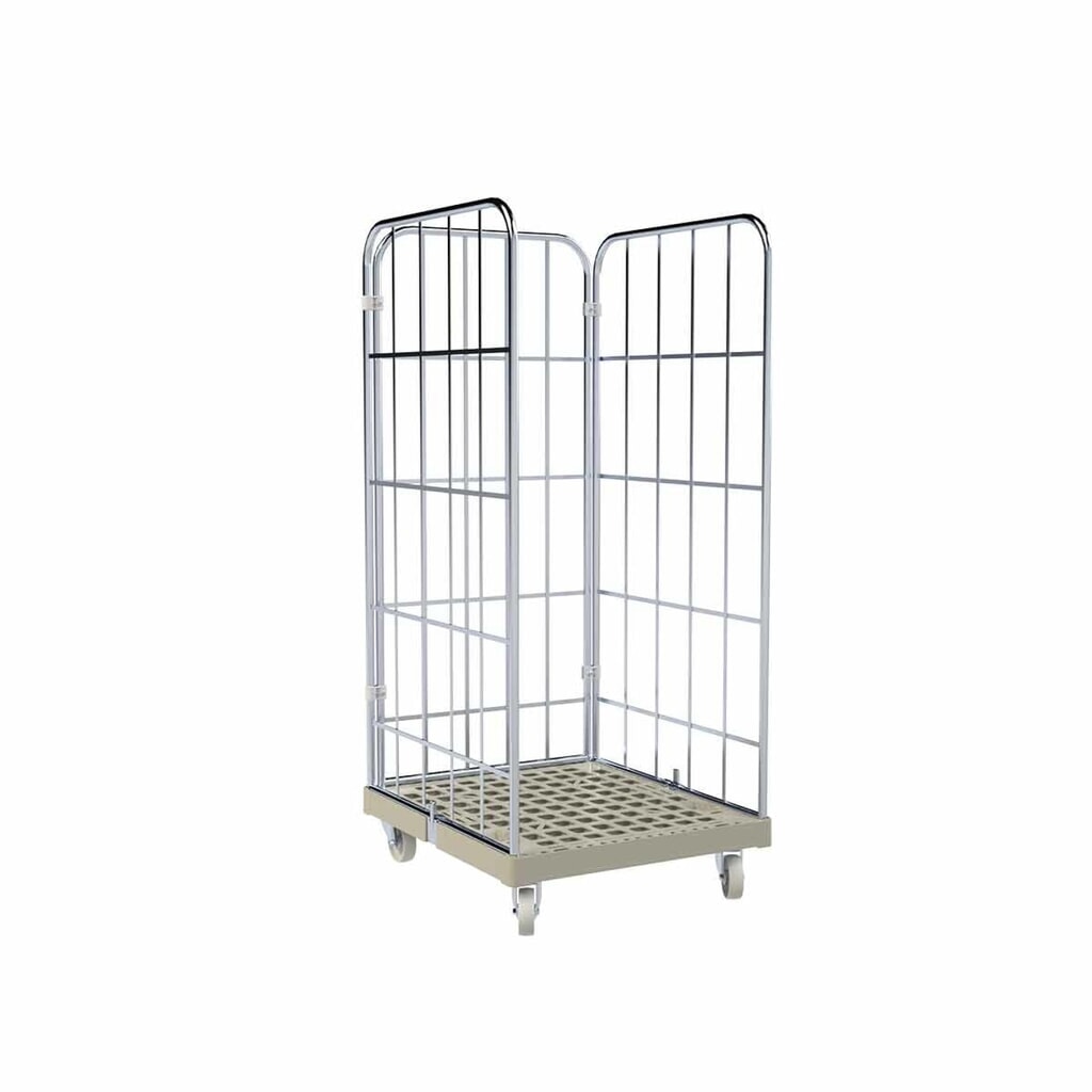 Produktabbildung: Rollbehälter Classic, 3-seitig, galvanisch verzinkt, Kunststoff-Rollplatte, HxBxT 1.650 x 724 x 815 mm, kieselgrau