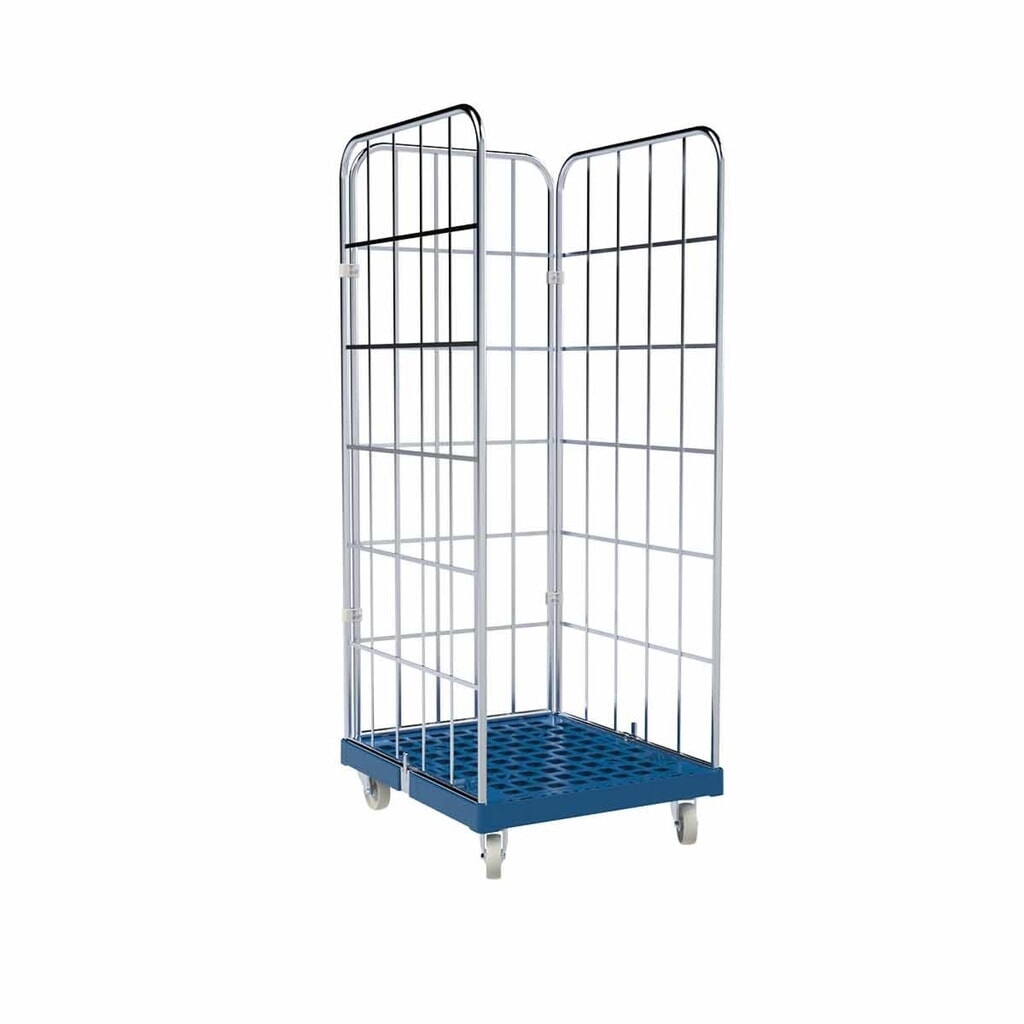 Produktabbildung: Rollbehälter Classic, 3-seitig, galvanisch verzinkt, Kunststoff-Rollplatte, HxBxT 1.850 x 724 x 815 mm, kieselgrau