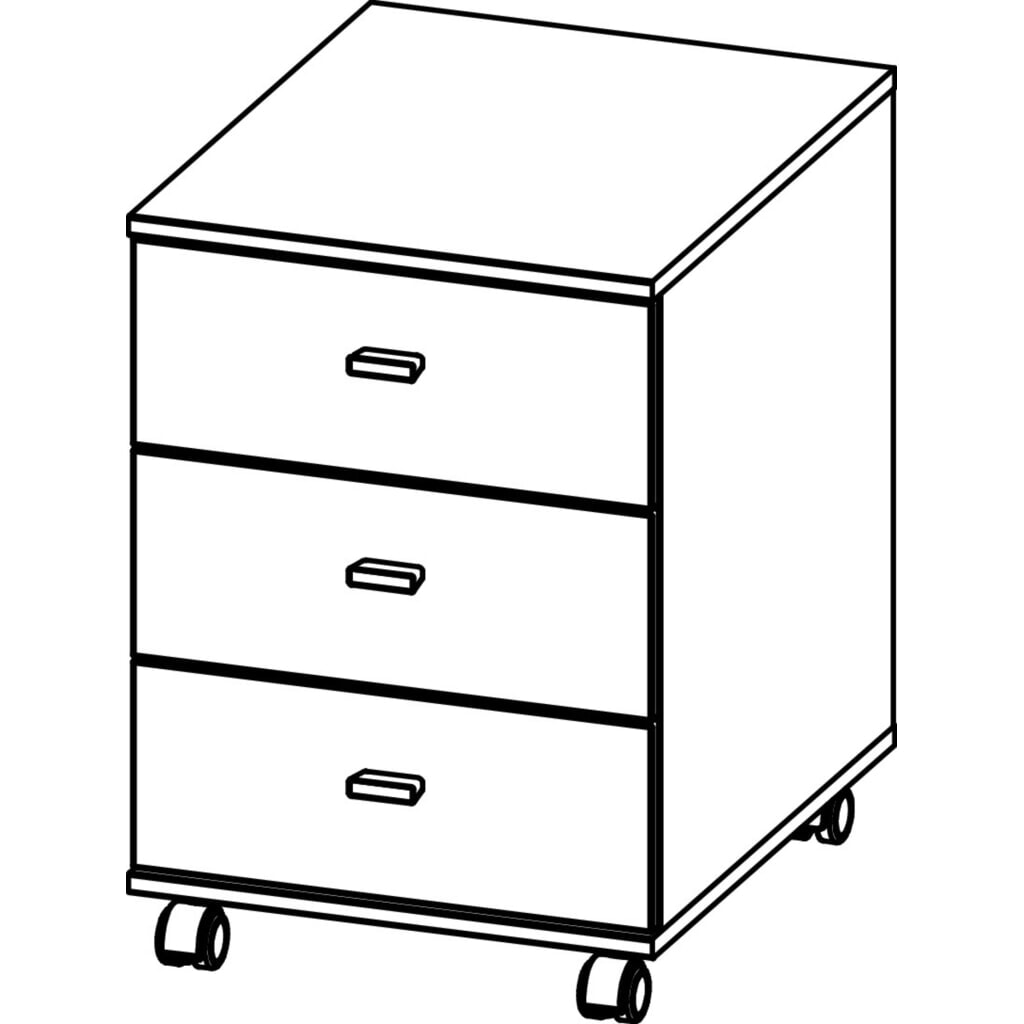 Rollcontainer ALTINO, 3 Schubladen, Weiss/Navarra-Eiche-Nb. Produktabbildung Nr. 6: Rollcontainer ALTINO, 3 Schubladen, Weiss/Navarra-Eiche-Nb.