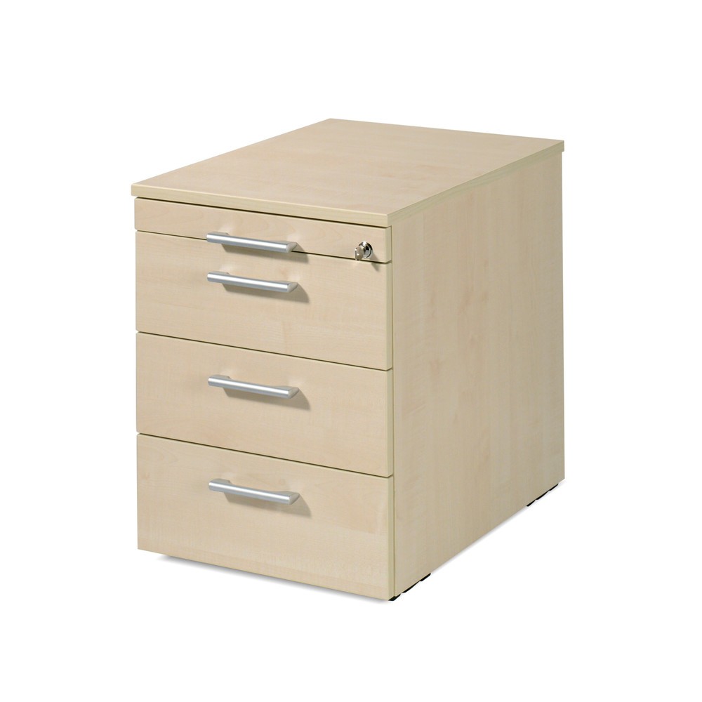 Produktabbildung: Rollcontainer Lissabon, HxBxT 566 x 600 x 430 mm, 3 Kunststoffschübe, Ahorn