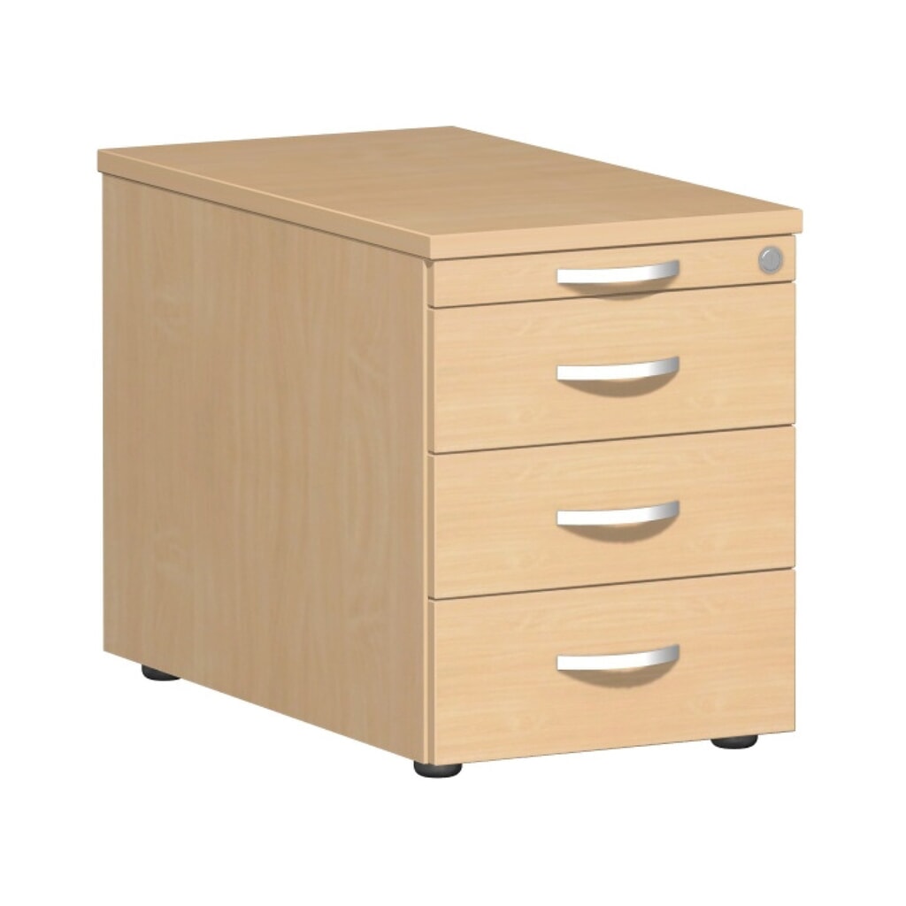Produktabbildung: Geramöbel Rollcontainer Lissabon, HxBxT 566 x 800 x 430 mm, 3 Metallschübe, Buche