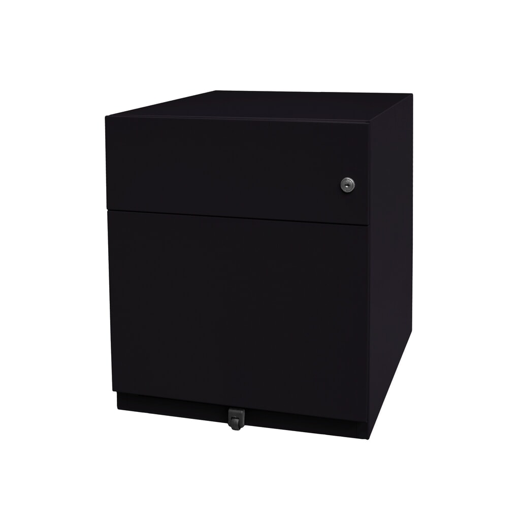 Rollcontainer Note™ mit Hängeregister und Schublade, HxBxT 495 x 420 x 565 mm, schwarz Produktabbildung: Rollcontainer Note™ mit Hängeregister und Schublade, HxBxT 495 x 420 x 565 mm, schwarz