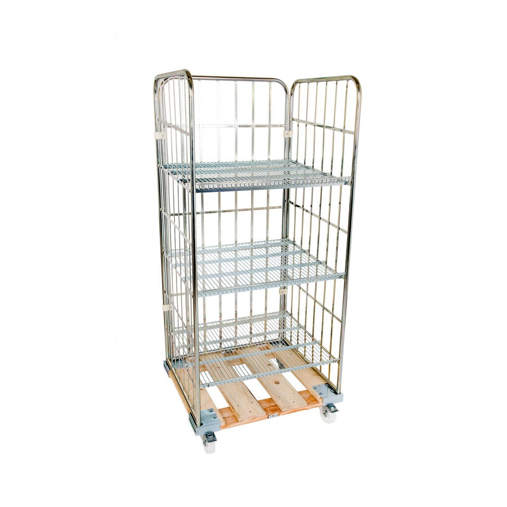 Rollregal, 3-seitig, 3 Zwischenböden, Holz-Rollplatte, HxBxT 1.750 x 724 x 815 mm Produktabbildung: Rollregal, 3-seitig, 3 Zwischenböden, Holz-Rollplatte, HxBxT 1.750 x 724 x 815 mm