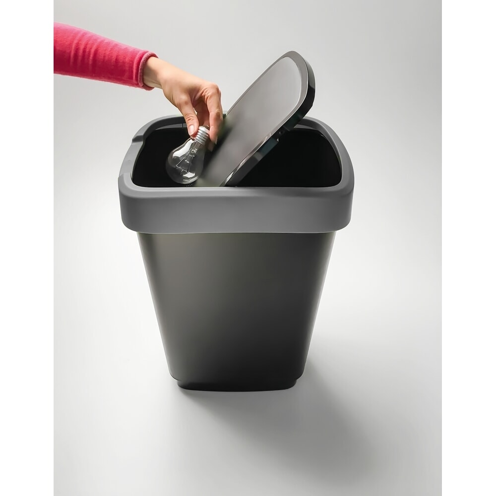 Produktabbildung Nr. 2: rothopro  Abfalleimer TWIST, 10 l, schwarz/dunkelsilber