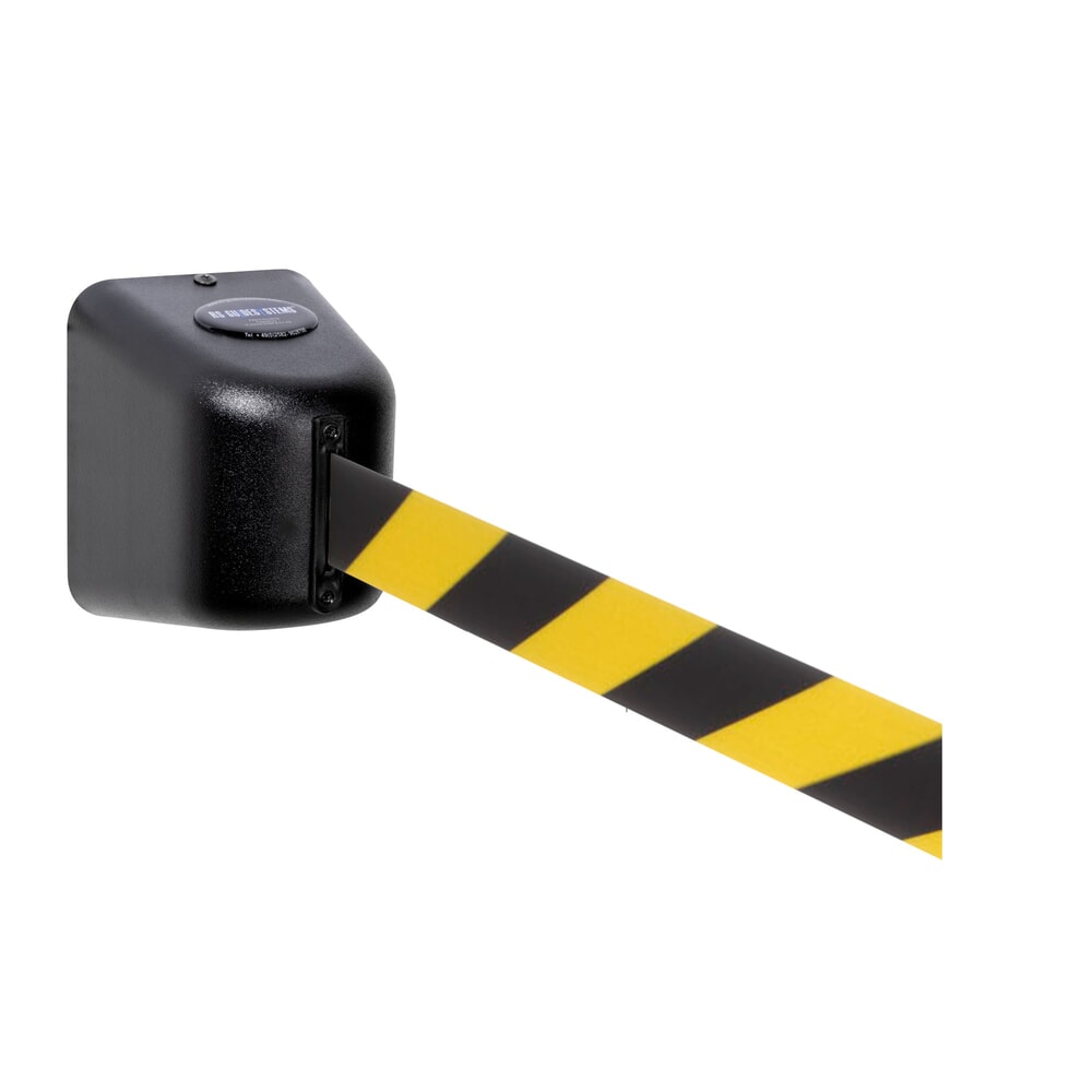 Produktabbildung: RS-GUIDESYSTEMS® Wandgurt, Auszugslänge 8 m, schwarz / gelb diagonal gestreift