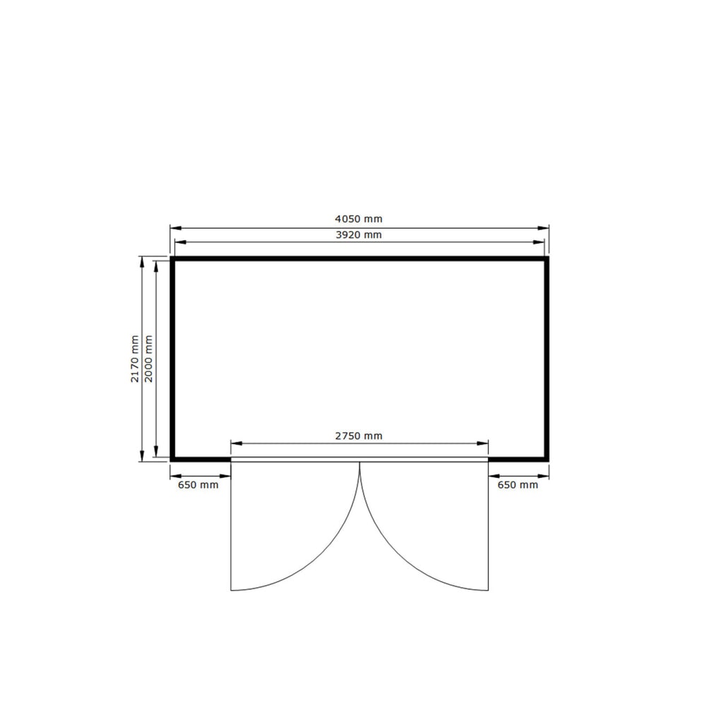 Produktabbildung Nr. 2: SAFE Tank Gefahrstoffcontainer 1350 PLG, Aussenaufstellung, verzinkt, montiert, Masse aussen 4050x2170x2300 mm, Doppelflügeltür, mittig in 4 m Seite, Lagerfläche 8 m²