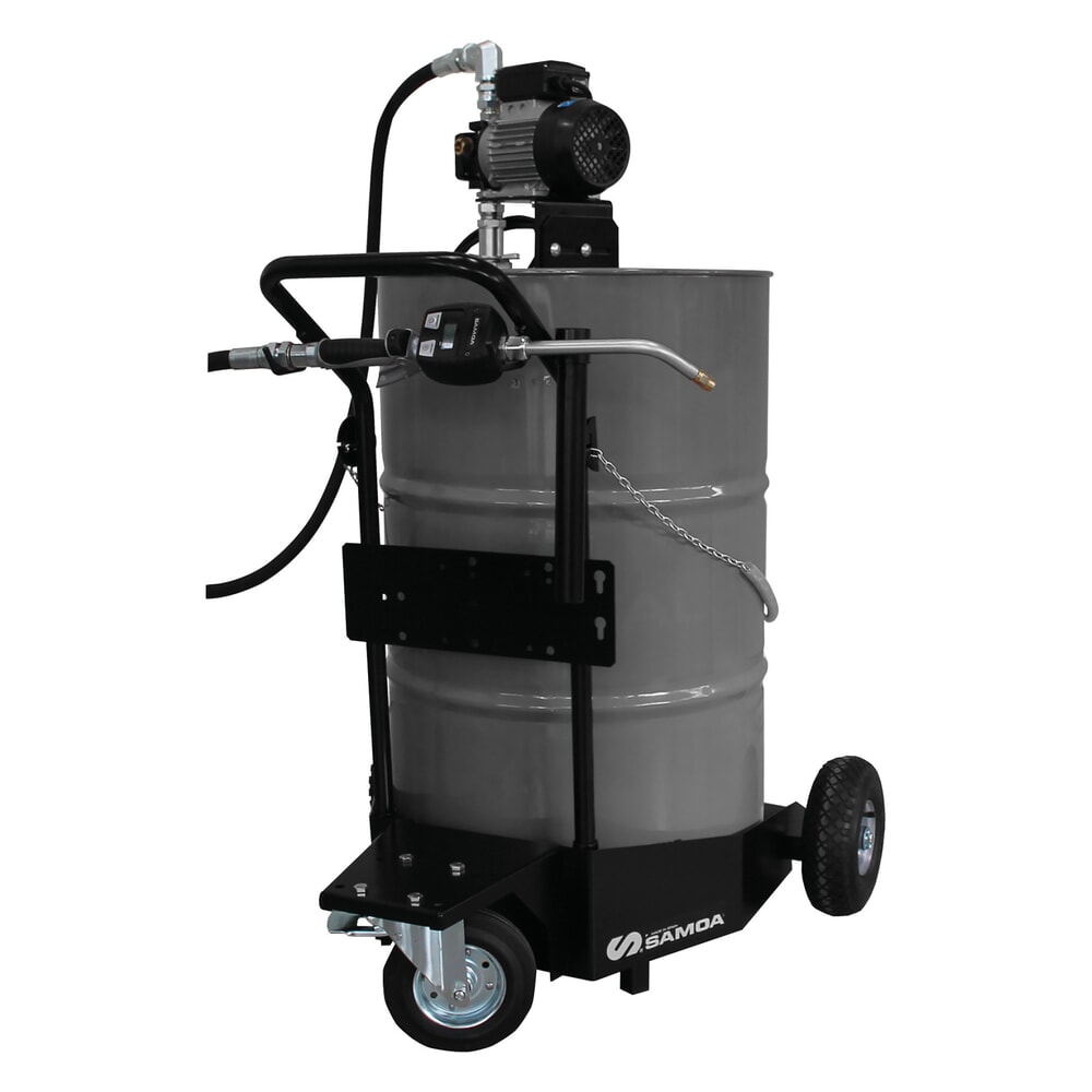 Produktabbildung: SAMOA mobile Elektropumpen Pumpmatic mit Fahrwagen für 200 Liter-Fässer und elektrischem Handdurchlaufzähler