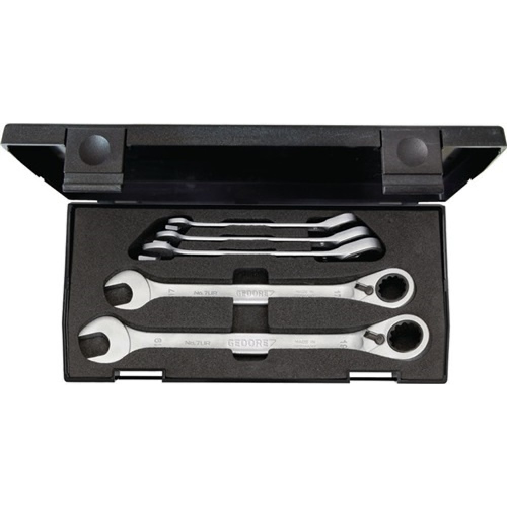 Produktabbildung: GEDORE Knarrenringmaulschlüsselsatz 5 tlg. SW 8-19 mit Umschalthebel 7 UR-005