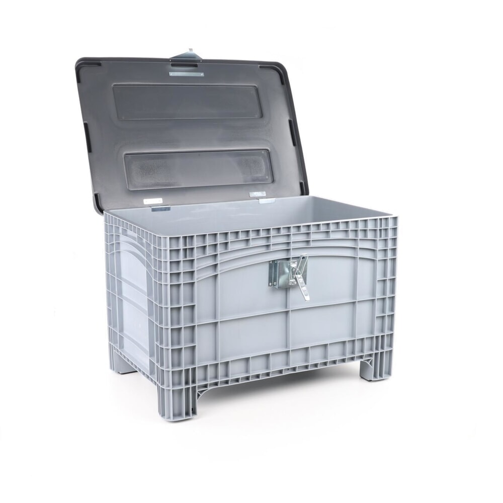 Produktabbildung: Scharnierdeckel für Grossbehälter, durchbrochen, 1200x800 mm, abschliessbar