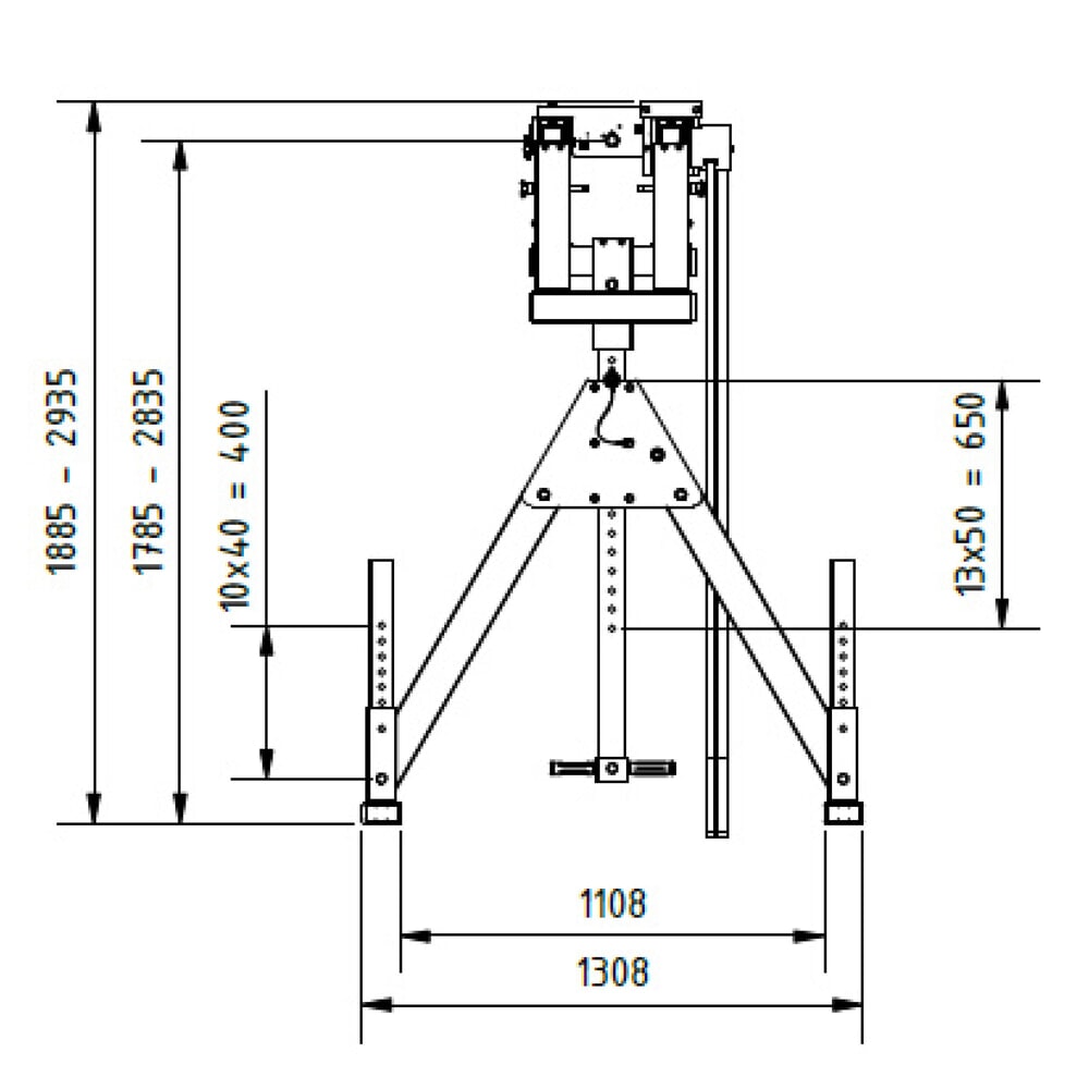 Produktabbildung Nr. 3: SCHILLING Alu-Portalkran mit teilbarem Doppelträger, Einhängepunkt 1834-2884 mm, Länge 4000 mm, TK 1000 kg