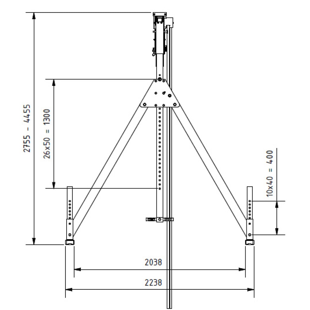 SCHILLING Alu-Portalkran mit teilbarem Träger, Einhängepunkt 2.310-4.010 mm, Länge 4.000 mm, TK 1.500 kg Produktabbildung Nr. 3: SCHILLING Alu-Portalkran mit teilbarem Träger, Einhängepunkt 2.310-4.010 mm, Länge 4.000 mm, TK 1.500 kg