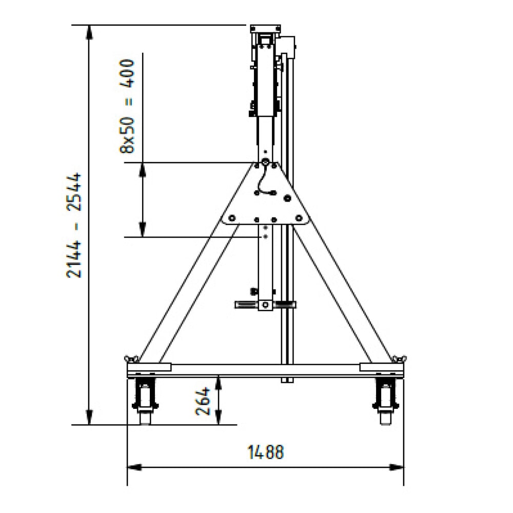 Produktabbildung Nr. 3: SCHILLING Alu-Portalkran mit teilbarem Träger, verfahrbar, Einhängepunkt 1.699-2.099 mm, Länge 4.000 mm, TK 1.500 kg