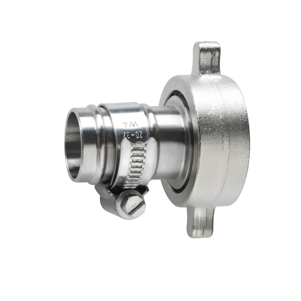 Produktabbildung: Schlauchanschluss 3/4" aus Edelstahl, inkl. PTFE-Dichtung und Überwurfmutter