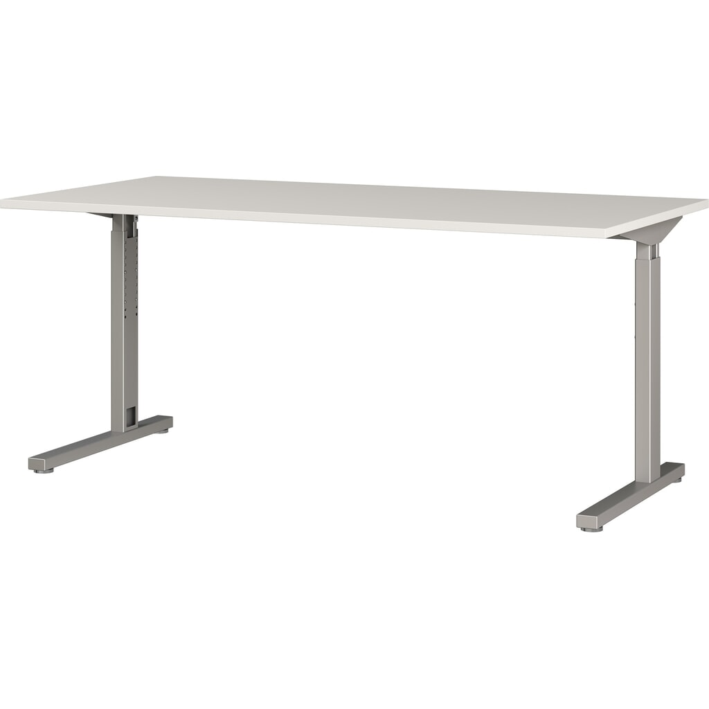 Produktabbildung: Schreibtisch PROFI, 1.600 x 800 mm, mech. höhenverstellbar, Lichtgrau/Silber