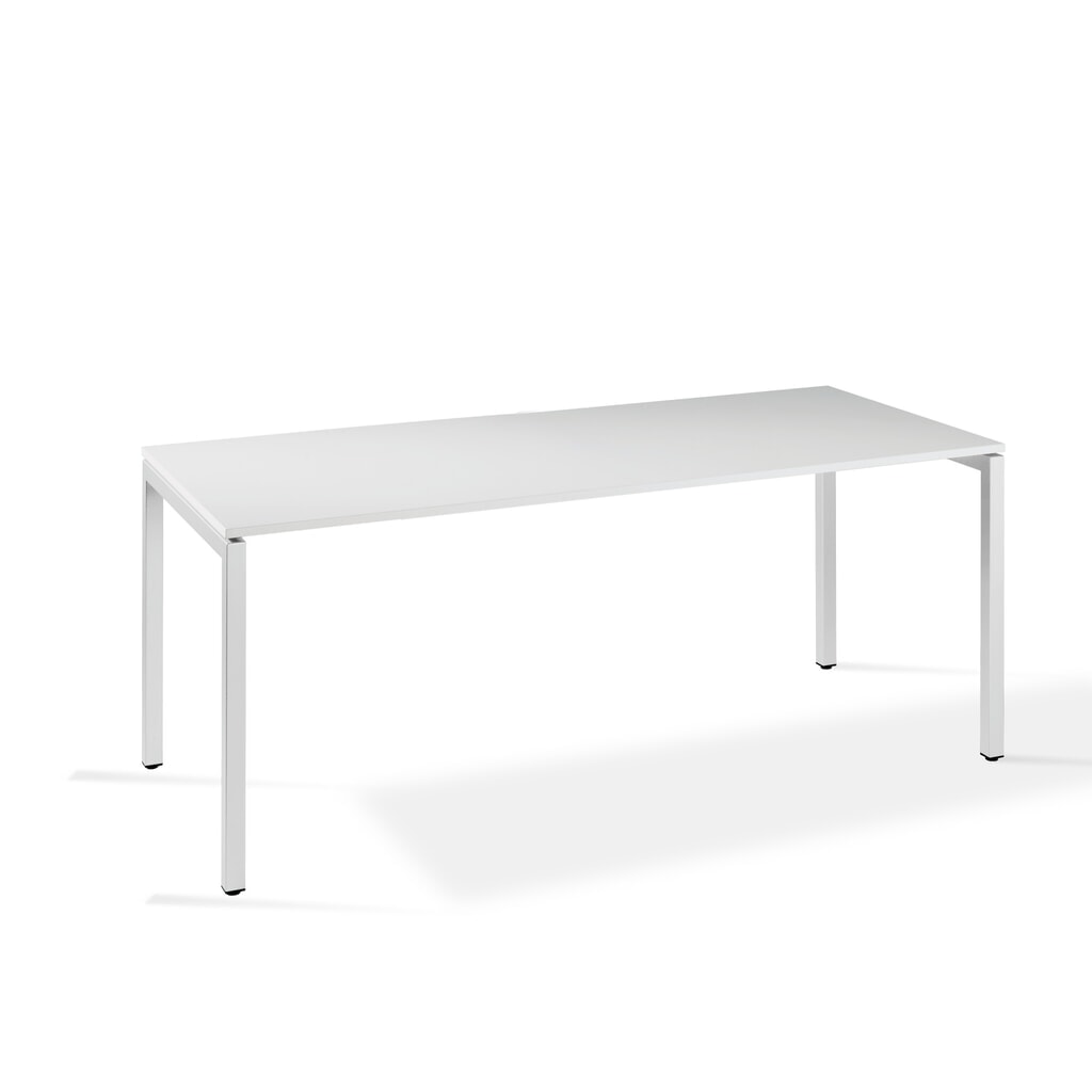 Produktabbildung: HEMMDAL Büro-Schreibtisch Simplify, 4-Fuss Gestell, BxT 1.600 x 800 mm, weiss