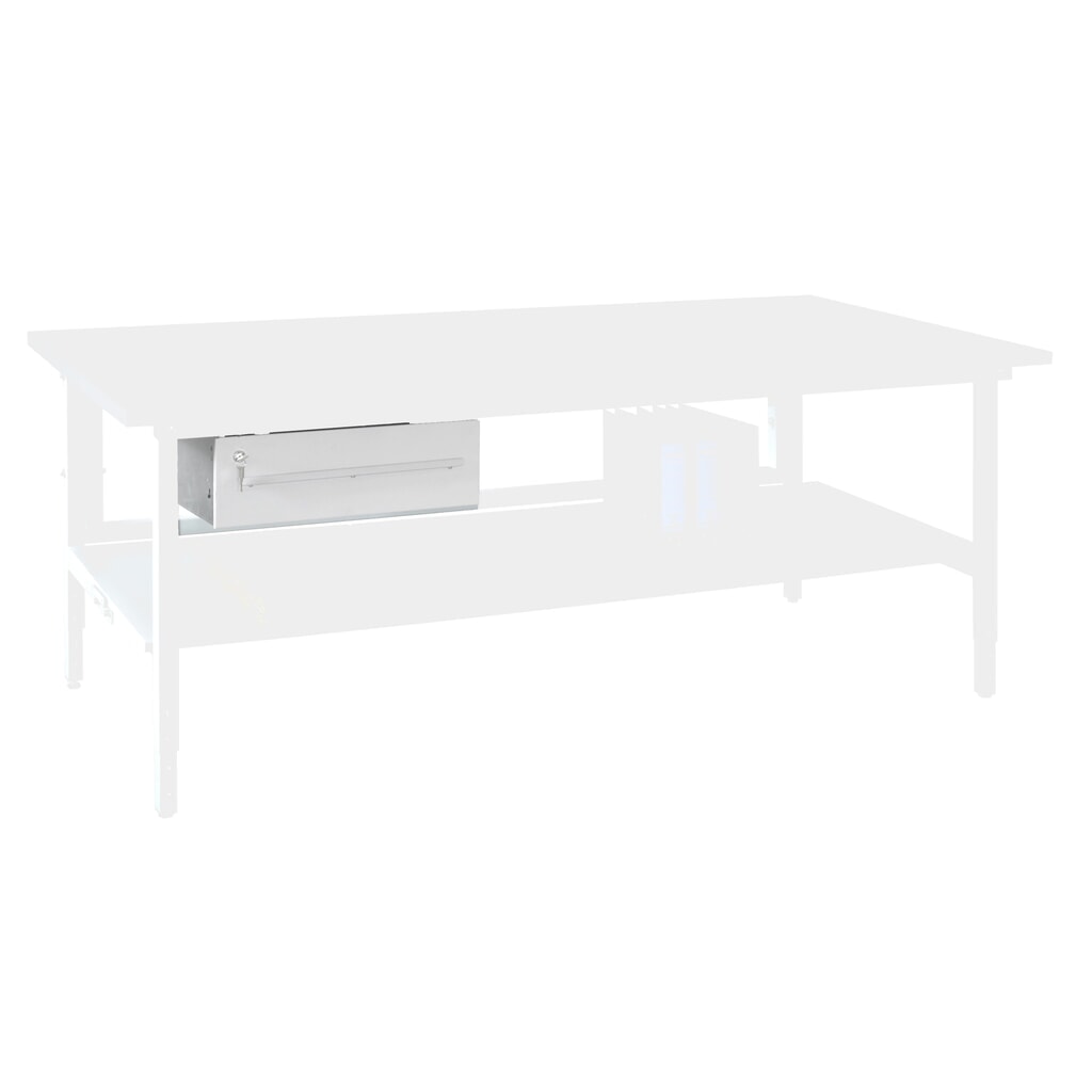 Schublade, abschliessbar, für DAHMEN Packtische Classic und Multiplex, HxBxT 160 x 490 x 450 mm, lichtgrau Produktabbildung: Schublade, abschliessbar, für DAHMEN Packtische Classic und Multiplex, HxBxT 160 x 490 x 450 mm, lichtgrau