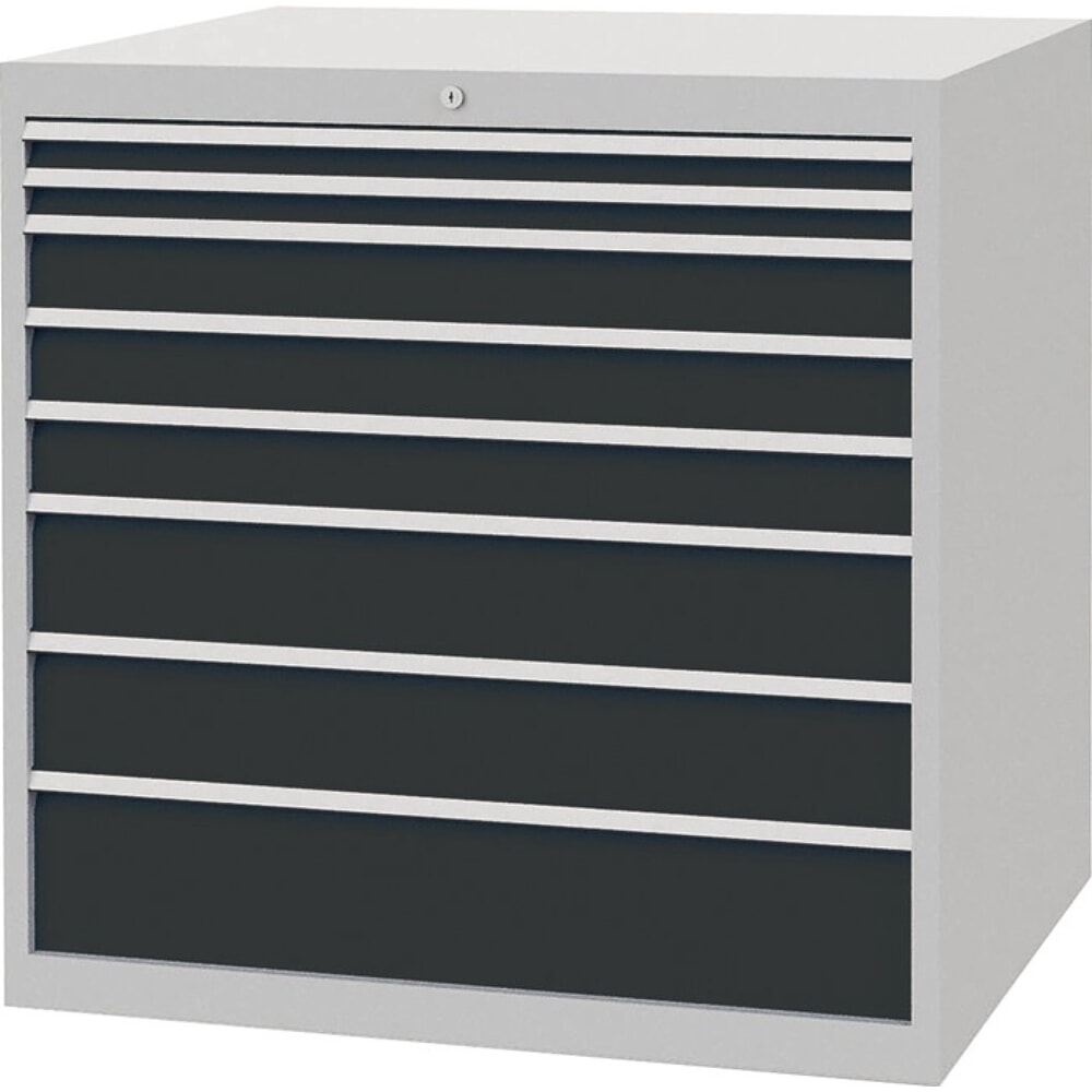 Produktabbildung: Schubladenschrank, lichtgrau/anthrazitgrau 8 Schubl., H1019xB1005xT736mm, Vollauszug