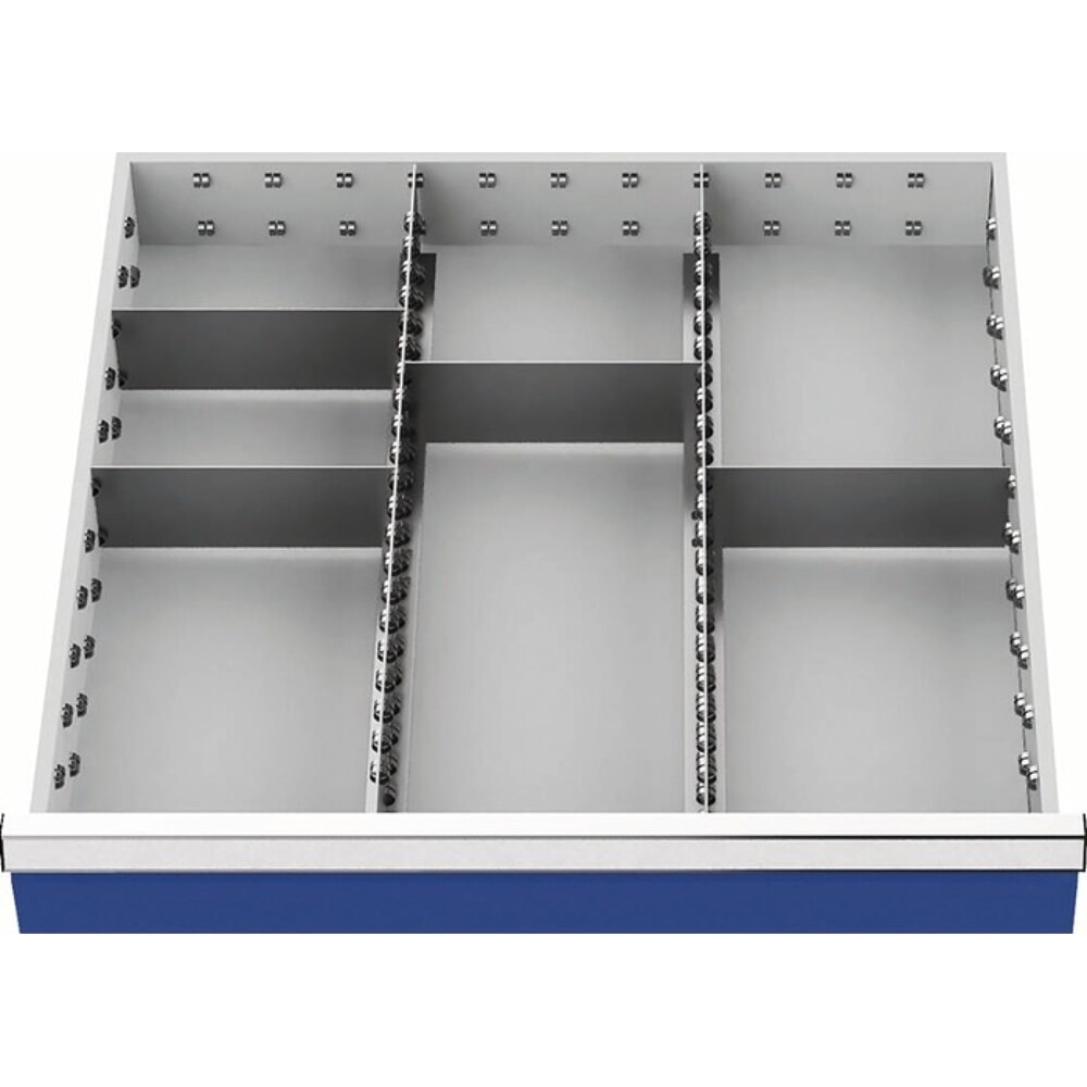 Produktabbildung: Schubladenunterteilungsmaterial, 2 Längs-/4 Querteiler, Fronthöhe 100 - 125 mm