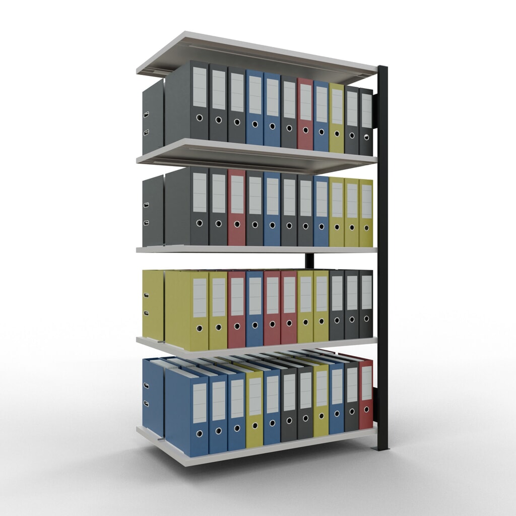 SCHULTE Aktenregal AF, doppelseitig, mit Mittelanschlägen, FL 150 kg, schwarz, HxBxT 1.800 x 1.000 x 600 mm Produktabbildung Nr. 2: SCHULTE Aktenregal AF, doppelseitig, mit Mittelanschlägen, FL 150 kg, schwarz, HxBxT 1.800 x 1.000 x 600 mm