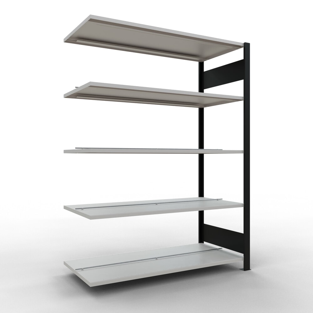 Produktabbildung: SCHULTE Aktenregal AF, doppelseitig, mit Mittelanschlägen, FL 150 kg, schwarz, HxBxT 1.800 x 1.300 x 600 mm