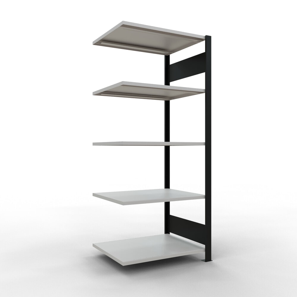 Produktabbildung: SCHULTE Aktenregal AF, doppelseitig, ohne Mittelanschläge, FL 150 kg, schwarz, HxBxT 1.800 x 750 x 600 mm