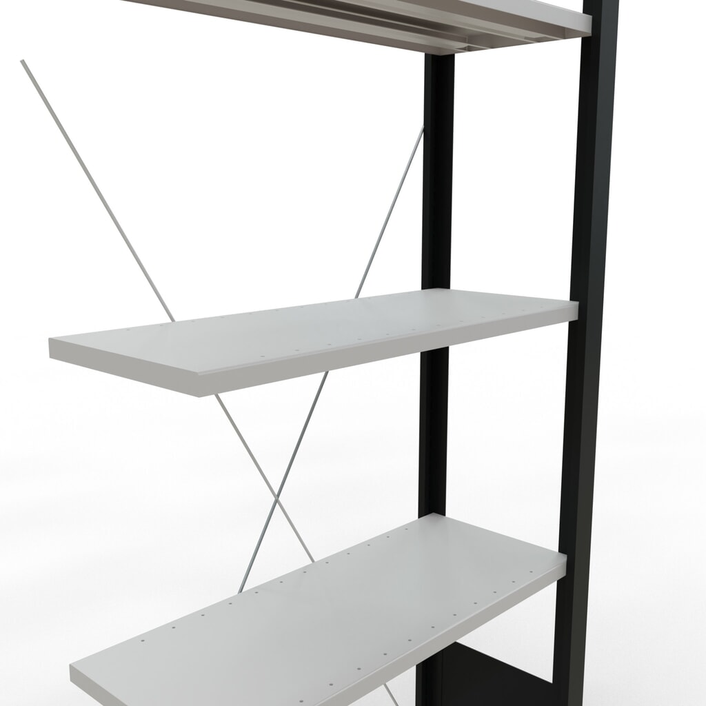 SCHULTE Aktenregal AF, einseitig, ohne Endanschläge, FL 85 kg, schwarz, HxBxT 1.800 x 750 x 300 mm Produktabbildung: SCHULTE Aktenregal AF, einseitig, ohne Endanschläge, FL 85 kg, schwarz, HxBxT 1.800 x 750 x 300 mm