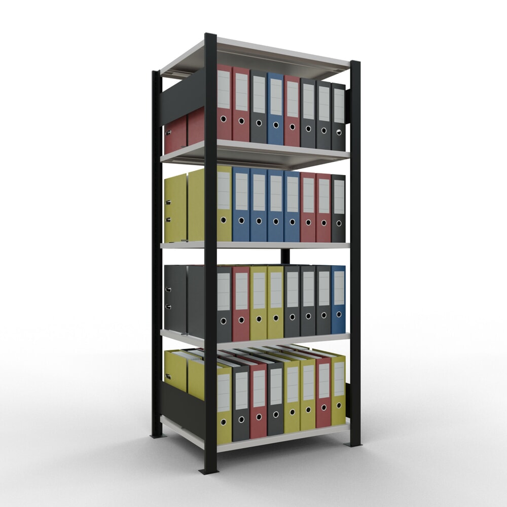 Produktabbildung Nr. 2: SCHULTE Aktenregal GF, doppelseitig, mit Mittelanschlägen, FL 150 kg, schwarz, HxBxT 1.800 x 750 x 600 mm