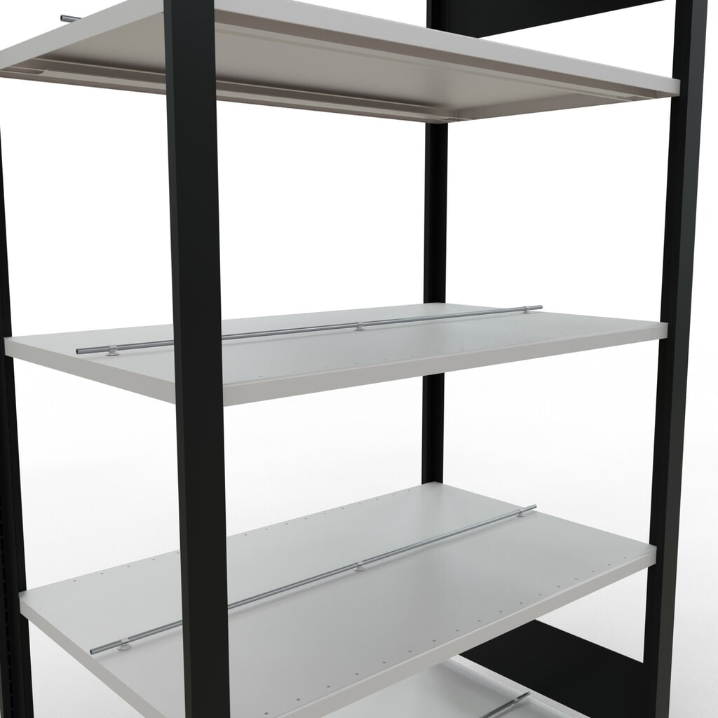 SCHULTE Aktenregal GF, doppelseitig, mit Mittelanschlägen, FL 150 kg,, schwarz, HxBxT 1.800 x 1.000 x 600 mm Produktabbildung Nr. 4: SCHULTE Aktenregal GF, doppelseitig, mit Mittelanschlägen, FL 150 kg,, schwarz, HxBxT 1.800 x 1.000 x 600 mm